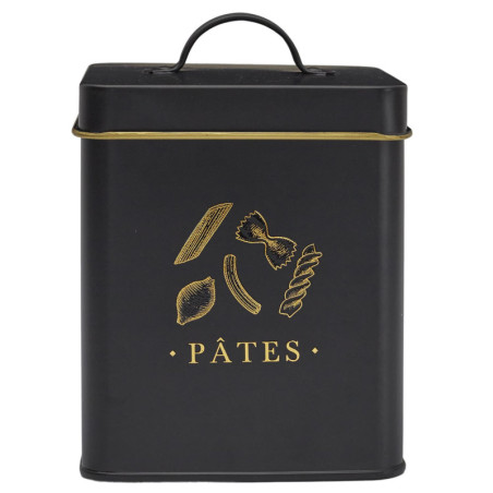Boîte en Métal - Pâtes - Noir et Doré - Boîte de Conservation de Cuisine