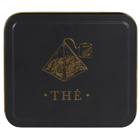 Boîte à Thé en Métal - Noir et Doré - Boîte de Conservation de Cuisine