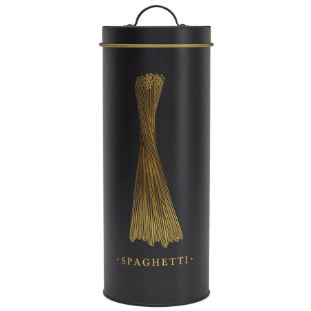 Boîte en Métal - Spaghettis - Noir et Doré - Boîte de Conservation de Cuisine