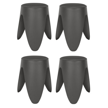 Lot de 4 Tabourets Légers Empilables en Plastique - Gris - D 30 x H 46 cm - Gain de place