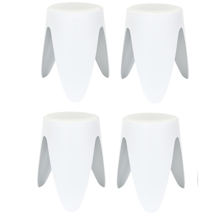 Lot de 4 Tabourets Légers Empilables en Plastique - Blanc - D 30 x H 46 cm - Gain de place