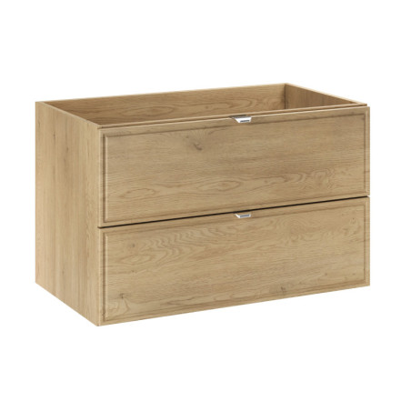 Meuble sous vasque 80cm Salle de Bain à 2 tiroirs - L 80 x P 46 x H 50 cm - Caldera clair
