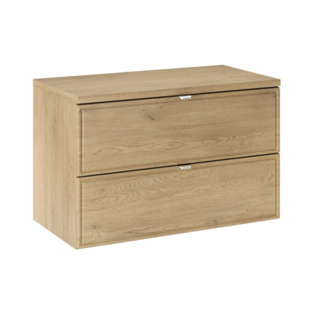 Meuble Salle de Bain 80cm à 2 tiroirs avec Plateau - L 80 x P 46 x H 52,2 cm - Caldera Clair
