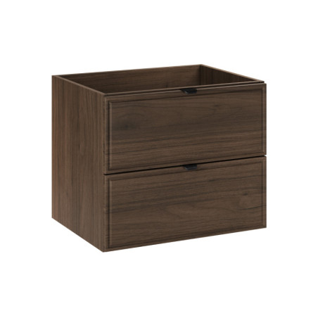 Meuble sous vasque 60cm Salle de Bain à 2 tiroirs - L 60 x P 46 x H 50 cm - Caldera Foncé