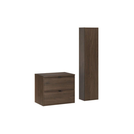 Ensemble Sous-vasque 60cm + Plateau + Colonne Salle de Bain - Caldera Foncé