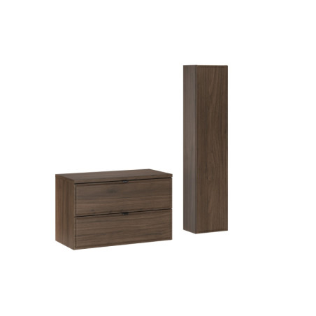 Ensemble Sous-vasque 80cm + Plateau + Colonne Salle de Bain - Caldera Foncé