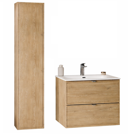 Ensemble Meuble Vasque 60 cm + Vasque + Colonne - L 60 x P 46 x 51,5 cm - Caldera Clair