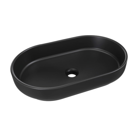 Vasque à Poser en Céramique Matte Noire - L 55 x P 35 x H 12 cm - Ovale - River