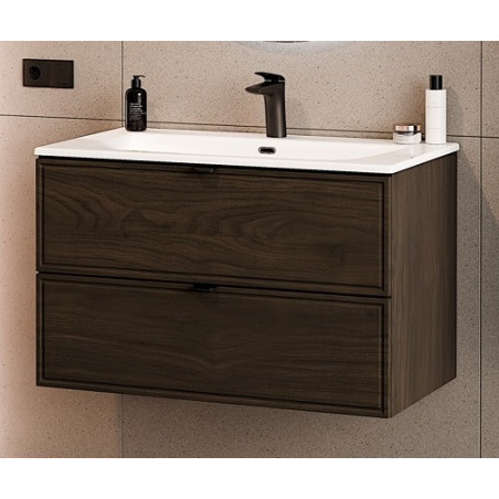 Ensemble Meuble Vasque 80 cm + Vasque encastrée - L 80 x P 46 x 51,5 cm - Caldera Foncé