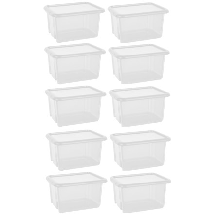 Lot de 10 boites de rangements 30L avec couvercles - Blanc - Fabrication Française