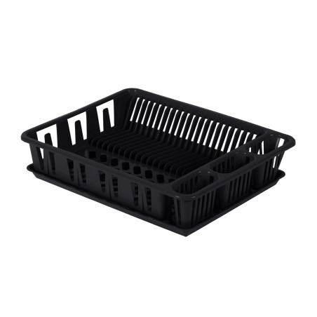 Egouttoir à vaisselle Noir Plastique Fabriqué en France + Plateau - 21 assiettes