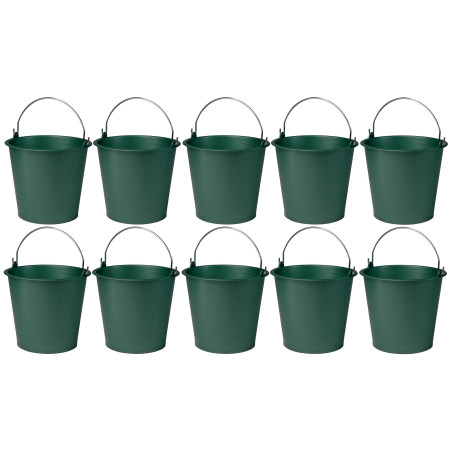 Lot de 10 Seaux utilitaires 16L Fabriqués en France - Vert - D 33 x H 29 cm