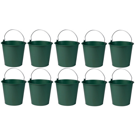 Lot de 10 Seaux utilitaires 13L Fabriqués en France - Vert - D 32 x H 27 cm