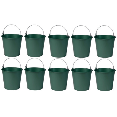 Lot de 10 Seaux utilitaires 10L Fabriqués en France - Vert - D 28 x H 24 cm