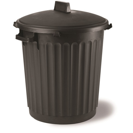 Poubelle d'Extérieur Eco 80 L Couvercle Verrouillage Rotatif - Poignées Latérales - Ø 51 x H65 cm - Noire