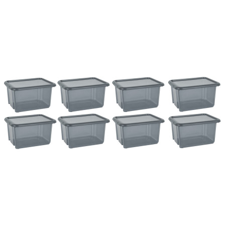 Lot de 8 boites de rangements 2,5L avec couvercles - Gris - Fabrication Française