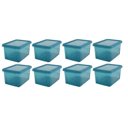 Lot de 8 boites de rangements 2,5L avec couvercles - Bleu - Fabrication Française
