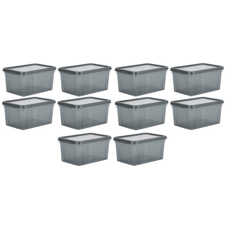 Lot de 10 boites de rangements 4L avec couvercles - Gris - Fabrication Française