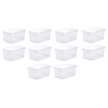 Lot de 10 boites de rangements 4L avec couvercles - Blanc - Fabrication Française