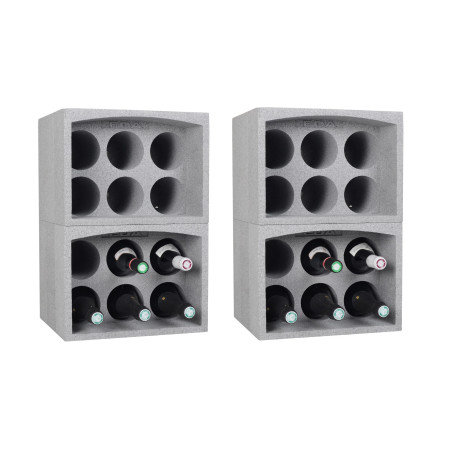 Lot de 4 casiers porte 6 bouteilles soit 24 bouteilles - Polystyrène Expansé - Etagère à Bouteilles