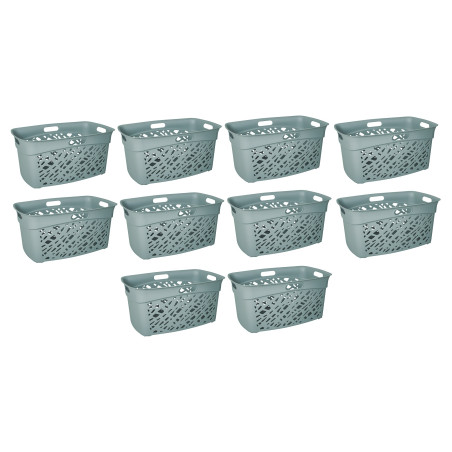 Lot de 10 paniers à linge 45L Graphique - Vert - Corbeille Plastique - Origine France