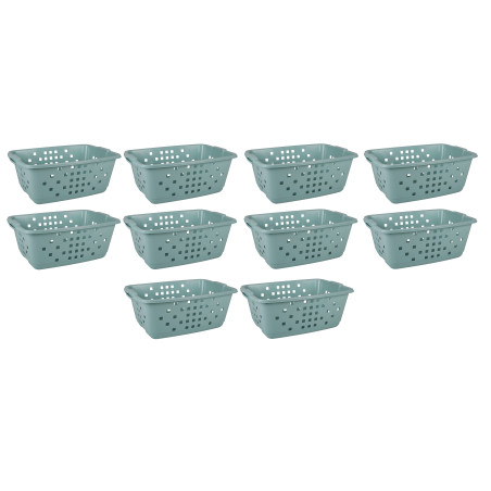 Lot de 10 paniers à linge 45L - Vert Eucalyptus - Corbeille Plastique - Fabriquée en France