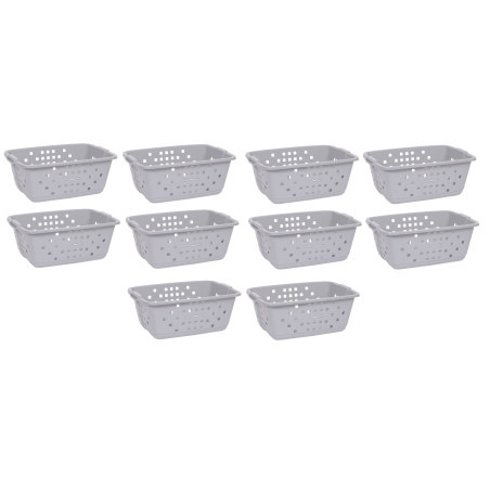 Lot de 10 paniers à linge 45L - Gris béton - Corbeille Plastique - Fabriquée en France