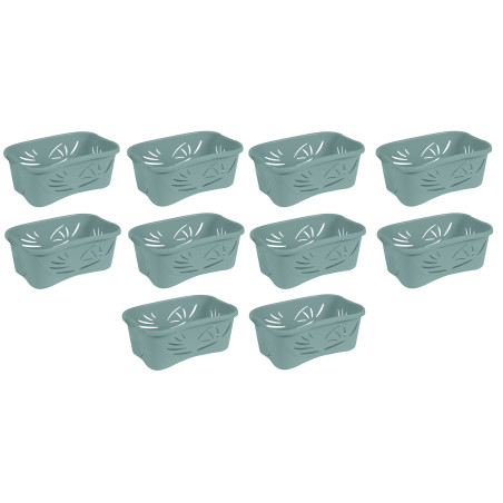 Lot de 10 paniers à linge 37L - Vert - Corbeille Plastique - Fabriquée en France