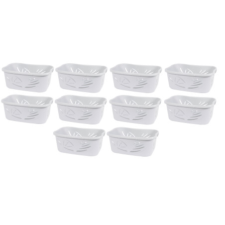 Lot de 10 paniers à linge 37L - Blanc cérusé - Corbeille Plastique - Fabriquée en France