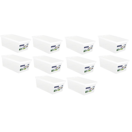 Lot de 10 Boites de rangement 6L avec couvercle clipsé - Blanc - origine france