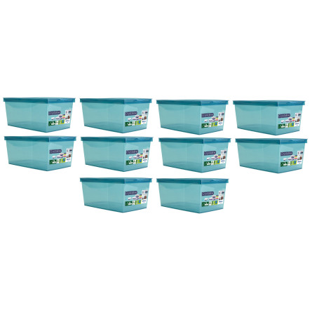 Lot de 10 Boites de rangement 6L avec couvercle clipsé - Bleu canard acidulé - origine france