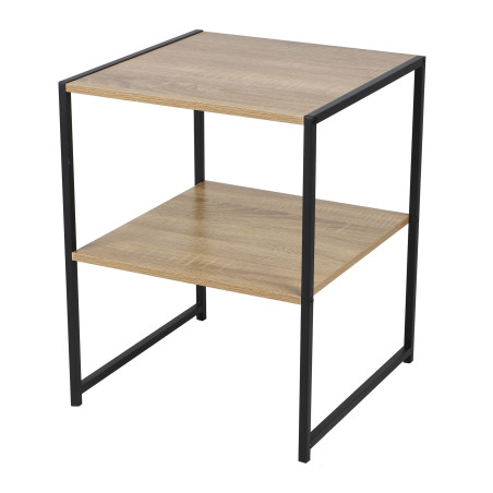 Table de chevet 2 niveaux - Métal noir et bois - Style industriel