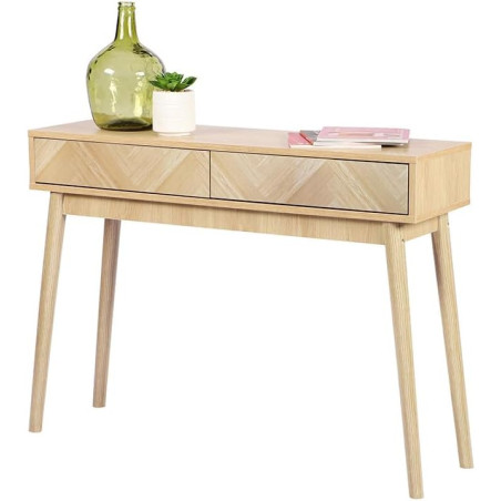 Console 2 tiroirs bois clair - Style scandinave - Meuble d'entrée