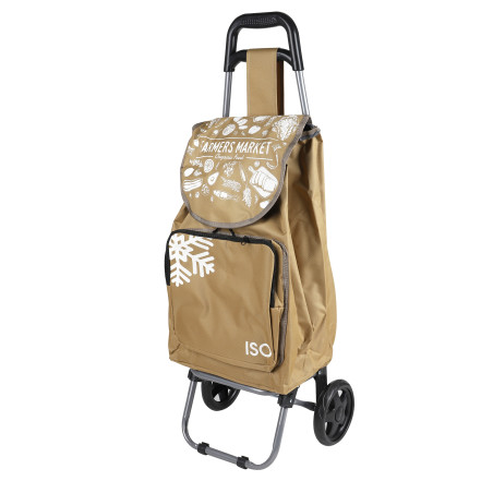 Chariot de courses 35L dont Poche Isotherme 5L - Beige - Roues Simples