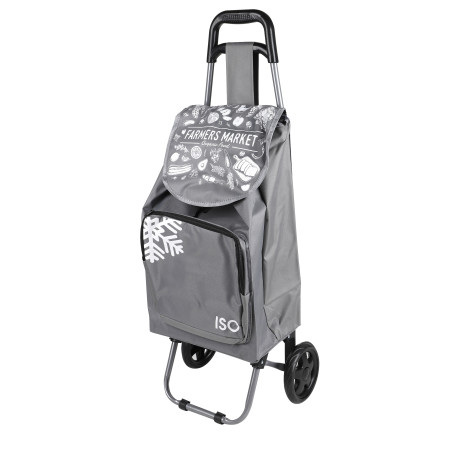 Chariot de courses 35L dont Poche Isotherme 5L - Gris - Roues Simples