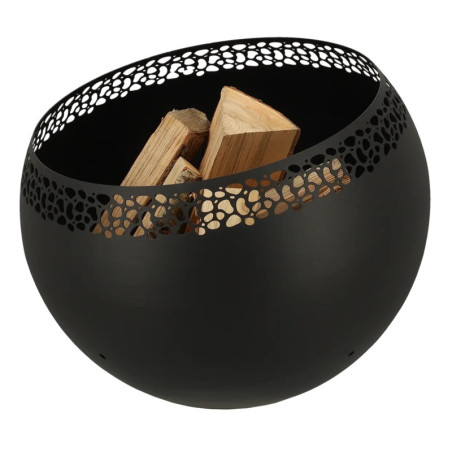 Brasero en Métal Ajouré Décor Pois - Noir - 58,1 x 58 x H 46,9 cm