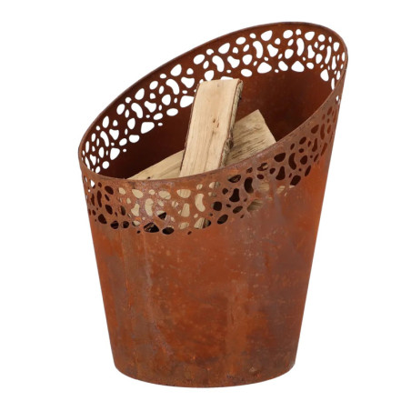 Braséro Rouille - Cercles Découpés au Laser - Métal Marron - 36,5 x 35,2 x H 45,2 cm
