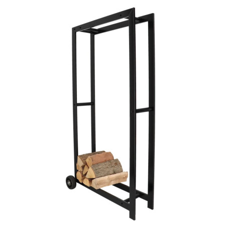 Porte Bûches Noir avec Roues L - 80,2 x 40 x H 148 cm