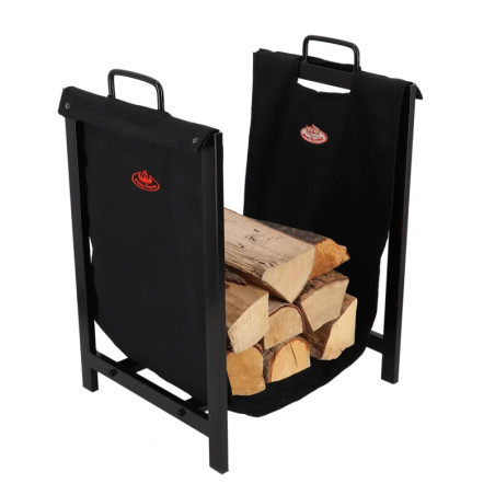 Porte Bûches Noir avec Support - 44,2 x 38 x H 61 cm