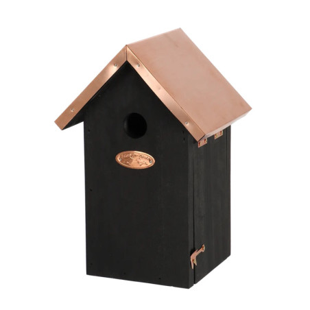 Nichoir Noir & Cuivre Mésange Bleue - 17 x 14 x H 25,6 cm