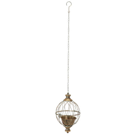 Jardinière Ronde S suspendue Métal Vieilli avec Chaîne - Ø 19,2 x H 32,5 cm
