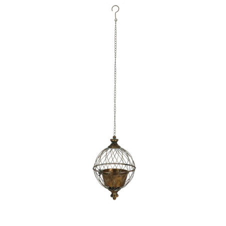 Jardinière Ronde L suspendue Métal Vieilli avec Chaîne - Ø 22,5 x H 36 cm