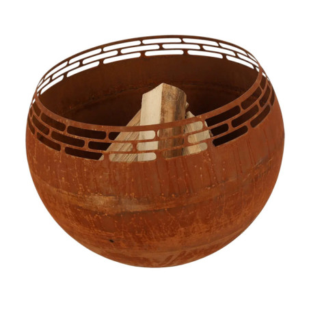Brasero en Métal Ajouré Rouillé Effet Flammes - Marron - 58,1 x 57,6 x H 47,3 cm