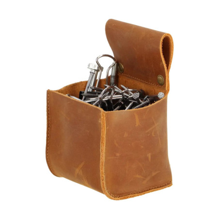 Etui en Cuir pour Ceinture - Marron - 8,7 x 9,2 x H 14,3 cm