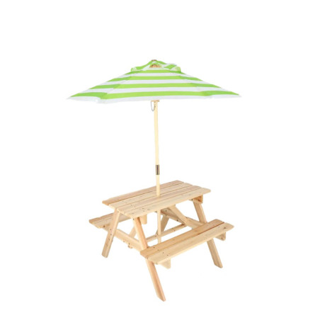 Table Pique Nique Enfant + Parasol - Bois - 116 x 100 x H 143,2 cm