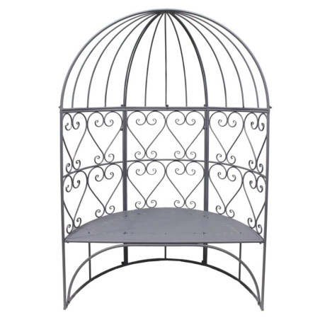 Demi Tonnelle Avec Banc d'extérieur Belle Époque - Gris - 124,5 x 62 x H 185,5 cm