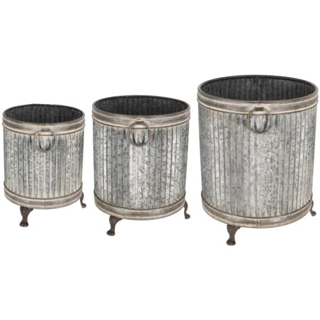 Set de 3 Pots Ronds sur Pieds - Ø 38,8 x H 45,2 cm