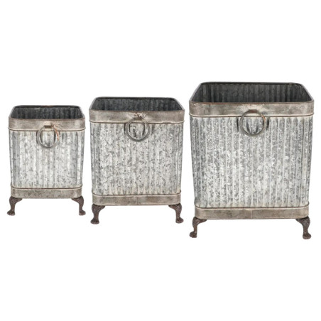Set de 3 Pots Carrés sur Pieds - 38,2 x 37,5 x H 42,2 cm