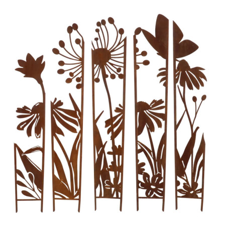 Treillis en 5 Parties Fleurs S - Métal Marron - 87 x 1,5 x H 117,2 cm