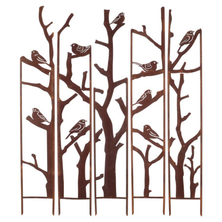 Treillis en 5 Parties Oiseaux L - Métal Marron - 137,5 x 1,5 x H 170 cm